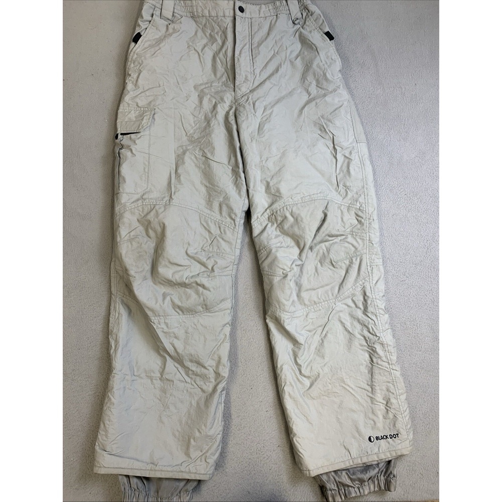 Black Dot Pants Men's Size Large Water‎ Resistant Outerwear Grey Nylon Snow